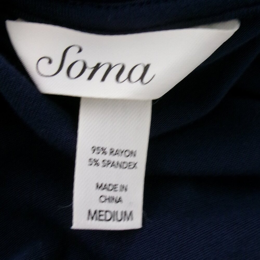 SOMA Navy Blue Soft Stretchy Popover Maxi Dress with Pockets M - Picture 13 of 14